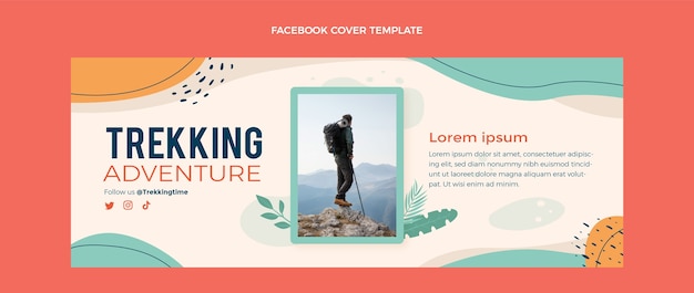Vector gratuito portada de facebook de trekking dibujada a mano