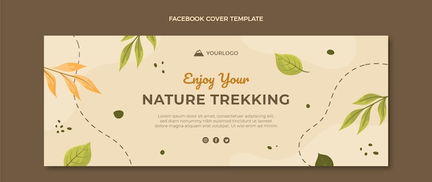 Portada de facebook de trekking de diseño plano dibujado a mano