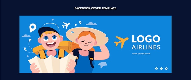 Vector gratuito portada de facebook de viaje de aventura de diseño plano