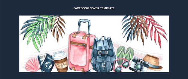 Vector gratuito portada de facebook de viajes en acuarela