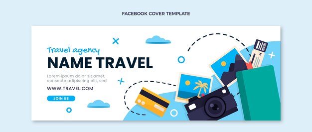 Portada de facebook de viajes de diseño plano