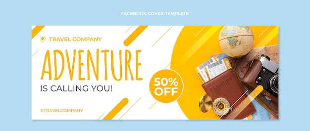 Vector gratuito portada de facebook de viajes de diseño plano