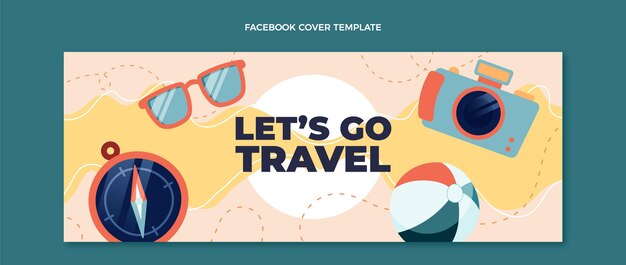 Portada de facebook de viajes de diseño plano
