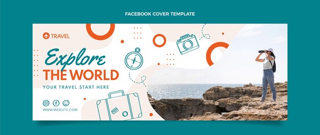 Portada de facebook de viajes de diseño plano