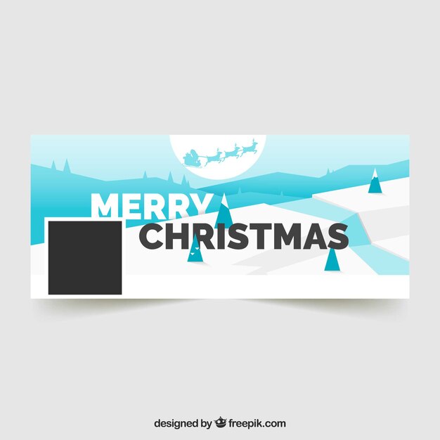 Portada de feliz navidad para facebook con un bosque nevado