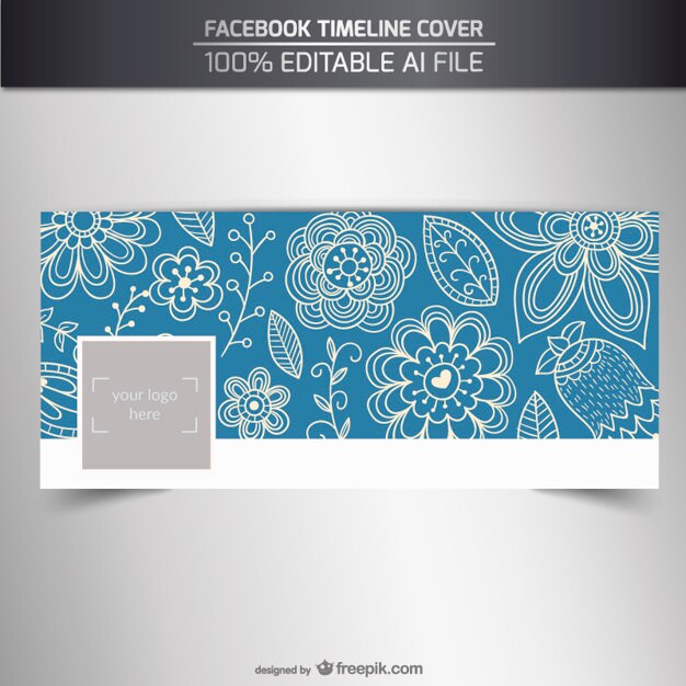 Vector gratuito portada floral de facebook en estilo esbozado