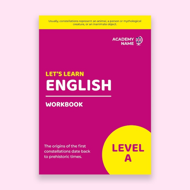 Vector gratuito portada del libro de trabajo en inglés simple