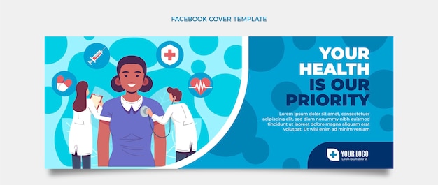 Vector gratuito portada médica plana de facebook