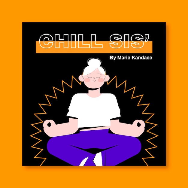 Portada moderna de podcast de meditación dibujada a mano.