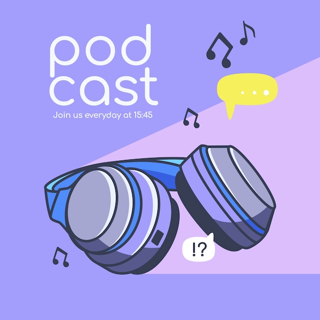 Vector gratuito portada de podcast plana dibujada a mano de música