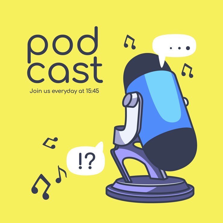 Vector gratuito portada de podcast plana dibujada a mano de música