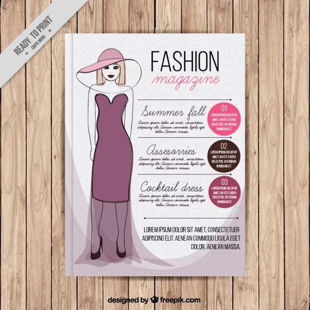 Vector gratuito portada de revista de moda con una modelo