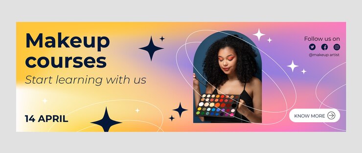 Vector gratuito portada de twitter de artista de maquillaje degradado
