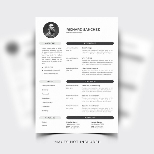 Portafolio de currículum limpio y moderno o plantilla de cv