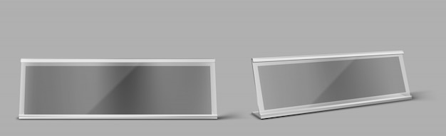 Portatarjetas de mesa de metal, placa de identificación vacía