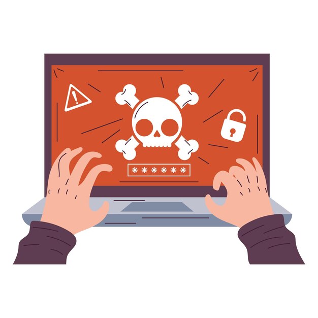 portátil con ataque de virus