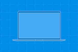 Vector gratuito portátil azul, ilustración de vector de dispositivo digital de pantalla en blanco