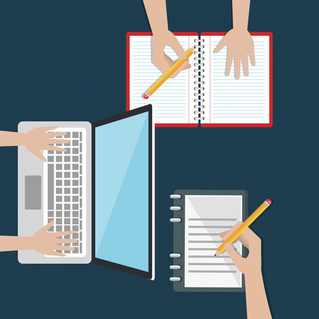 portátil con iconos de educación fácil e-learning