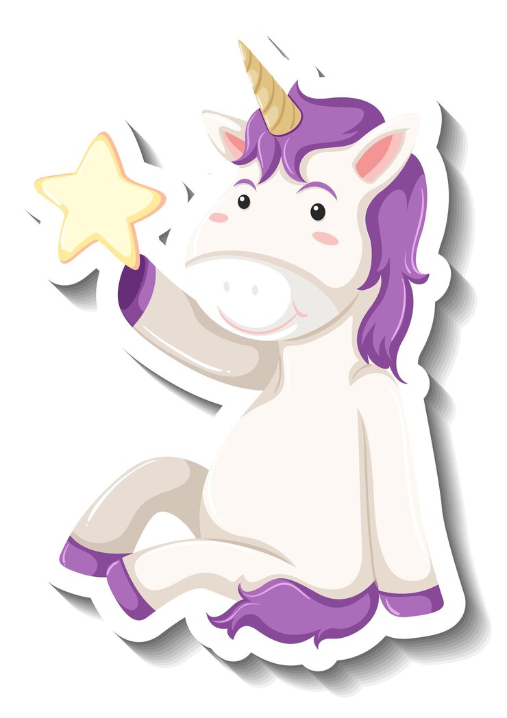 Vector gratuito pose lindo unicornio sentado