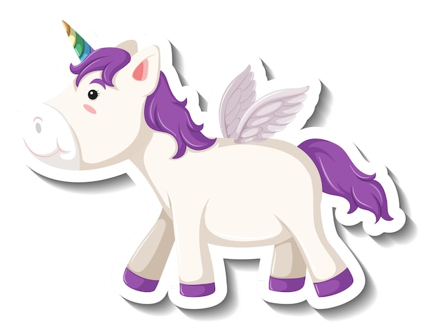 Vector gratuito pose de pie lindo pegaso sobre fondo blanco