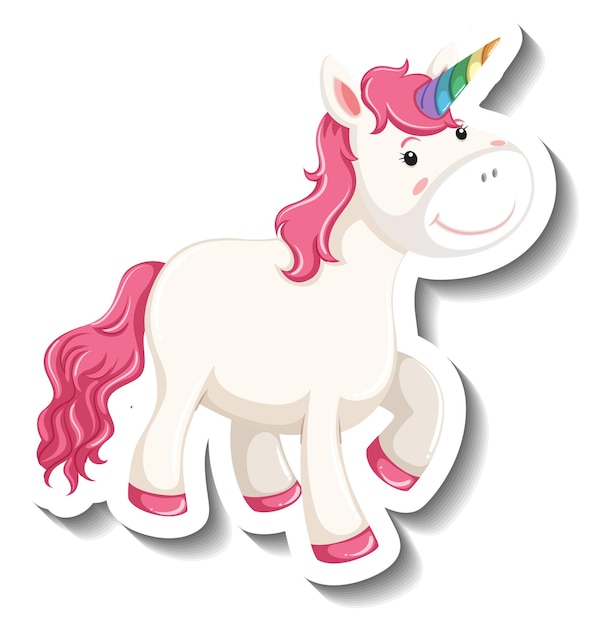 Vector gratuito pose de pie lindo unicornio sobre fondo blanco