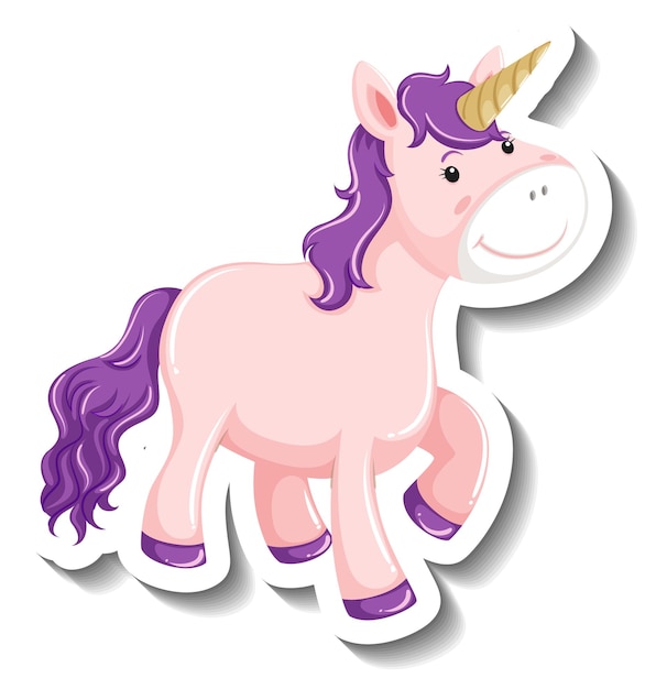 Pose de pie lindo unicornio sobre fondo blanco