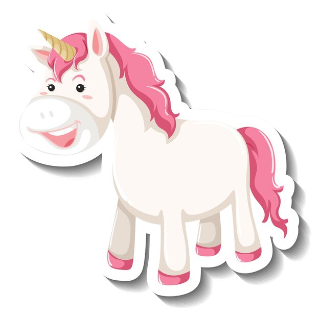 Pose de pie lindo unicornio sobre fondo blanco