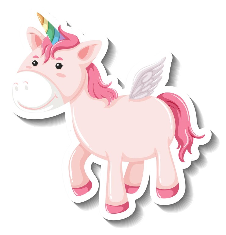 Vector gratuito pose de pie lindo unicornio sobre fondo blanco