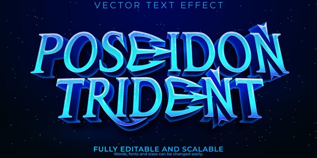 Poseidón efecto de texto tridente editable y estilo de texto oceánico