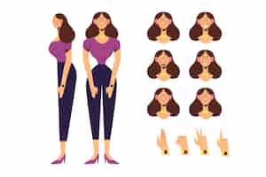 Vector gratuito poses de personajes femeninos