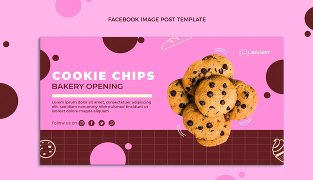 Vector gratuito post de facebook de chips de galleta dibujados a mano