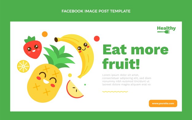 Post de facebook de frutas sabrosas de diseño plano