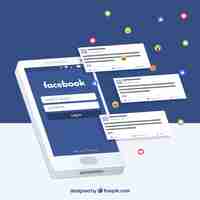 Vector gratuito post de facebook en el móvil con diseño plano