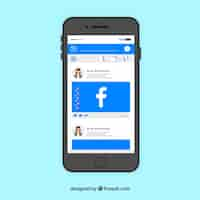 Vector gratuito post de facebook en el móvil con diseño plano