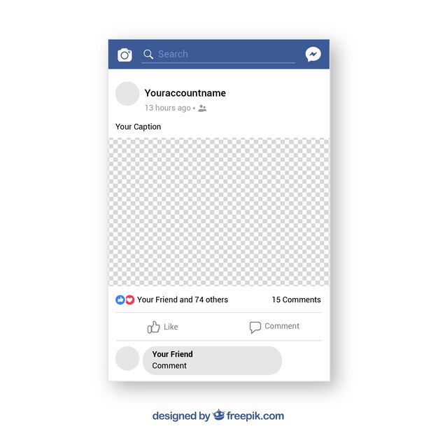 Post de facebook en el móvil con diseño plano