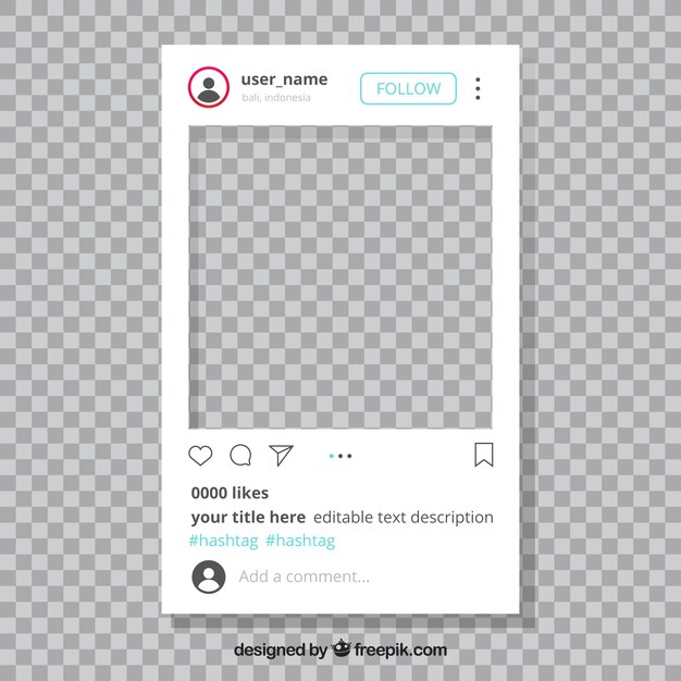 Post de instagram con fondo transparente