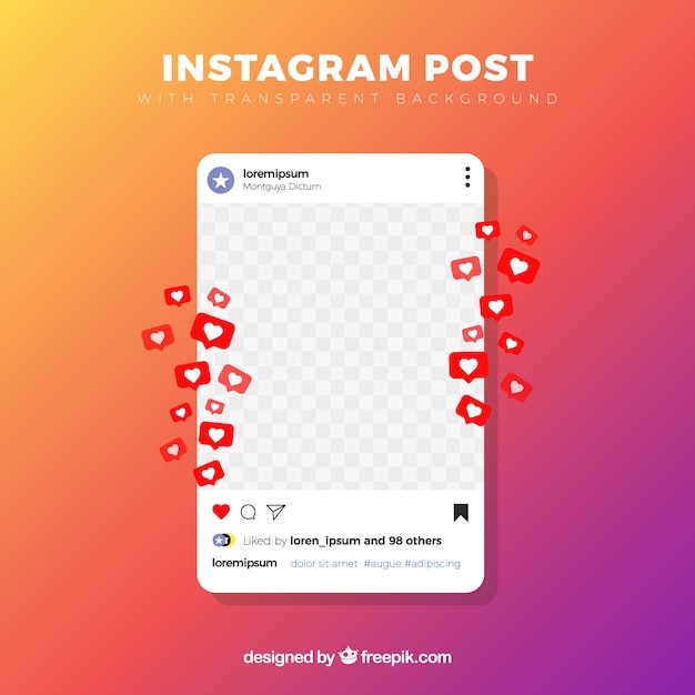 Vector gratuito post de instagram con fondo transparente