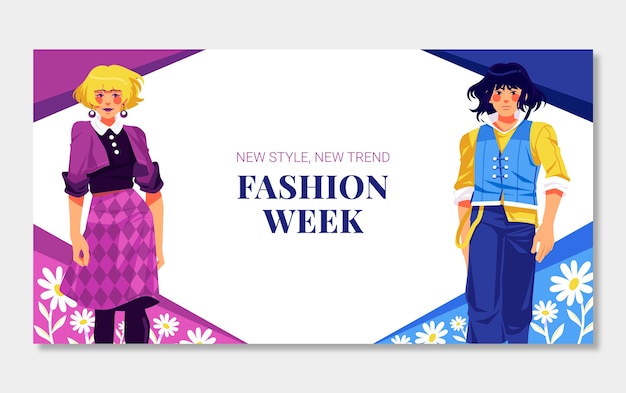 Post de la semana de la moda dibujado a mano en Facebook