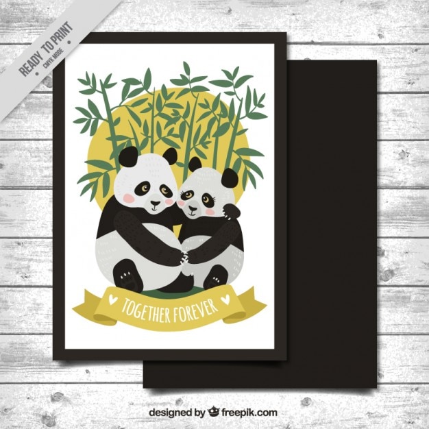 Postal de amor de pandas