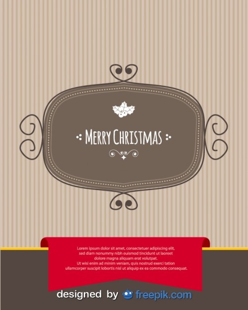 Vector gratuito postal de feliz navidad con una bandeja de aluminio