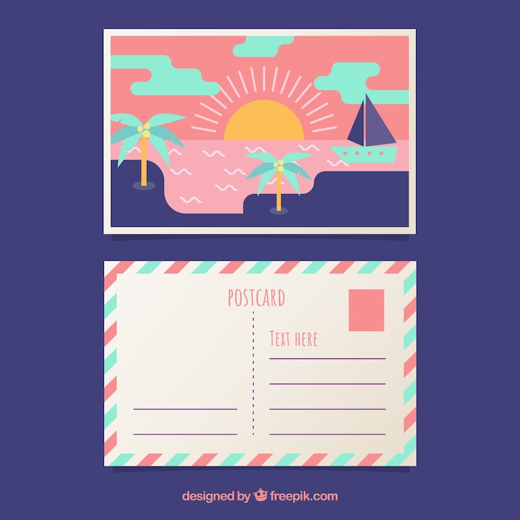 Vector gratuito postal de viaje con paisaje
