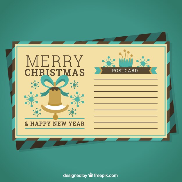 Postales navideñas retro con bonita campana