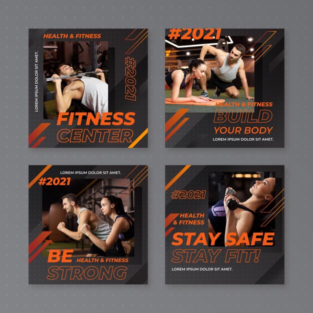Poste de salud y fitness degradado con foto