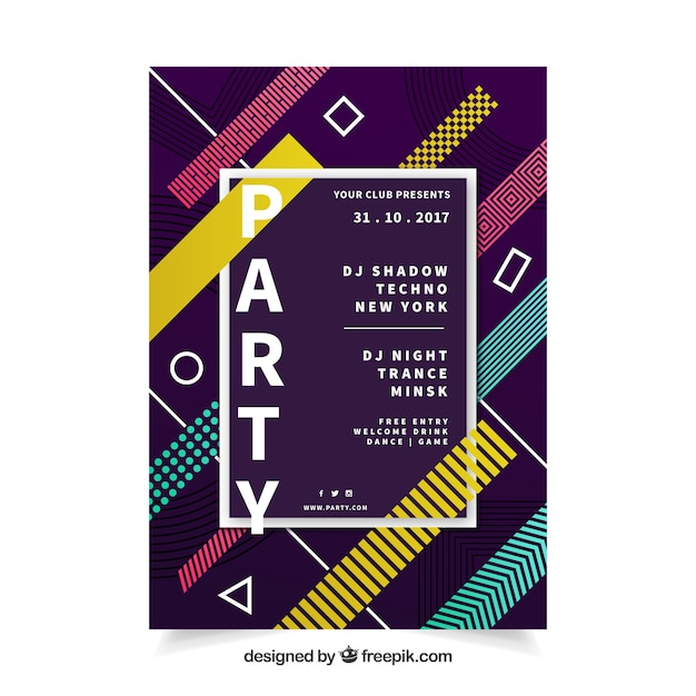 Póster abstracto de fiesta con estilo elegante