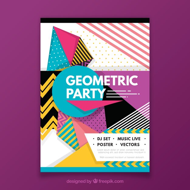 Póster abstracto de fiesta con geometría