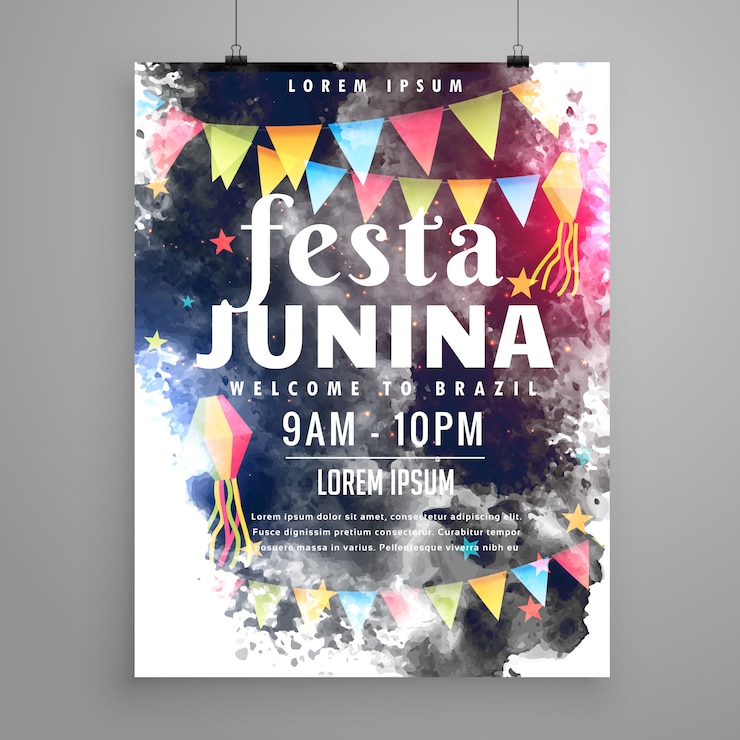 Vector gratuito póster de acuarela oscura para festa junina