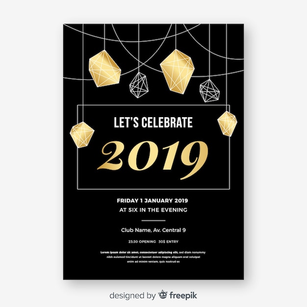 Vector gratuito poster de año nuevo 2019