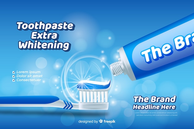 Poster de anuncio realista de pasta de dientes fresca