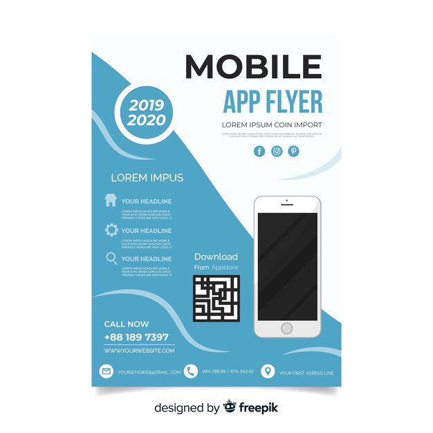 Póster aplicación móvil plano