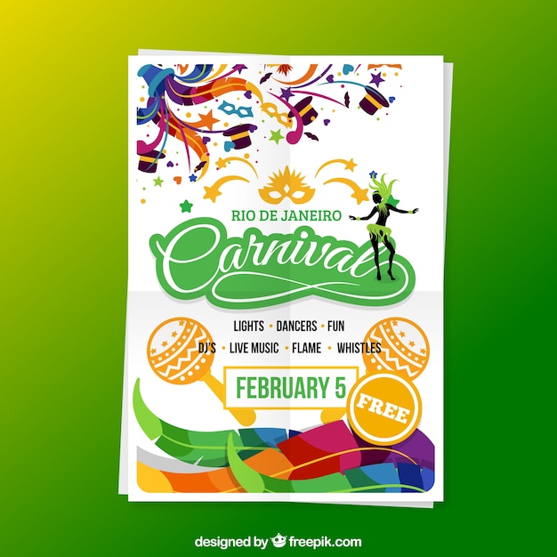 Vector gratuito póster de carnaval en colores brillantes